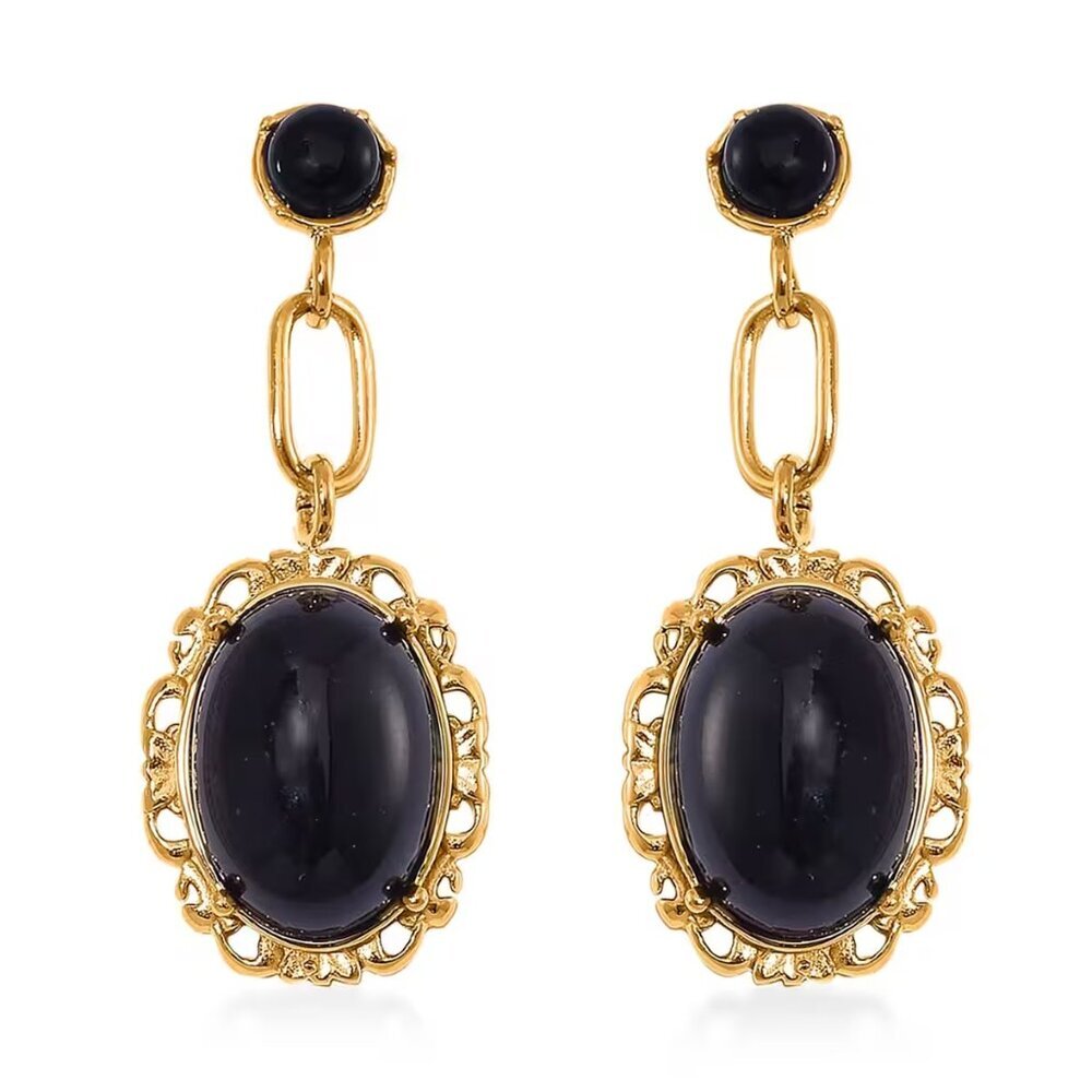 Elegant Gold and Black Drop Earrings